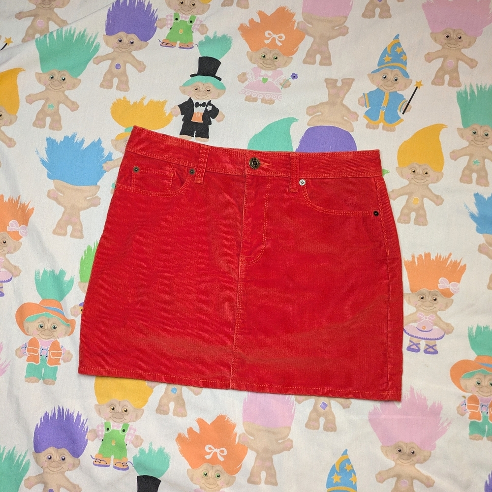 gap red corduroy mini skirt size 8/29